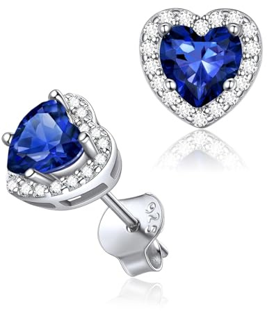 Boucles d'oreilles Coeur Femme Argent Clou d'oreilles Tanzanite Saphir Bleu Pierre de Naissance Septembre Bijoux Cadeau pour Maman