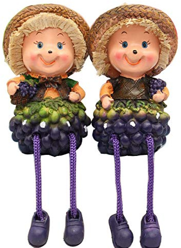 Home Kitchen Decorative Fruits & Vegetables Scarecrow Shelf Sitters with Dangling Legs Figurine Statue for Shelves, Countertop, Windowsill, Cupboard Décor