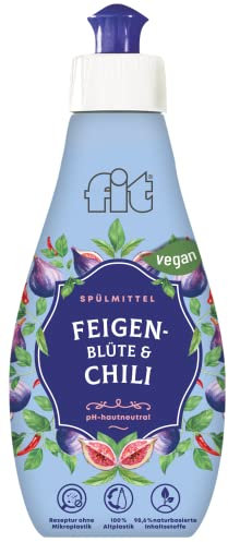 fit Hand-Spülmittel 6 x 400 ml Geschirrspülmittel mit ätherischen Ölen, vegan, mikroplastikfrei, Duftedition Feigenblüte-Chili