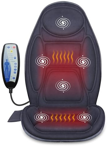 Snailax Back Massage with Heat, Vibration Massage Chair with Heat for Home Office Use, 6 Vibration Massage Nodes & 2 Heat Levels, Grey
