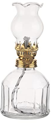 amanigo 7in Small Glass Transparent Indoor Oil Lamps For Kitchen Bedroom Desktop Night Light With 5 Wicks Emergency Oil Paraffin Lights