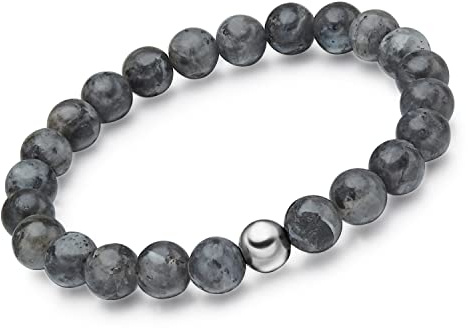 day.berlin Perlenarmband für Herren mit echten 8mm Edelsteinen | Naturstein Armband 19cm lang mit flexiblem Zugband, Handgemacht für Männer mit 316L Edelstahl Perle