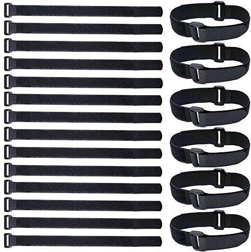 Gebildet 20 Piezas Reutilizables Ataduras de Cable, Gancho y Lazo de Cable, Ajustable Correas para Cable, Tiras Bridas para Organizar Cables(2cm × 30cm,Negro)