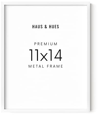 HAUS AND HUES White 11x14 Picture Frame, Aluminum, Modern, 14.0x11.0 inches, 0.75 inches Deep, 1 Piece, Unisex Adult, White