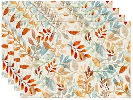 Artoid Mode Set di 4 tovagliette per l'autunno, 30 x 45 cm, per le vacanze, lavabili in cucina, feste
