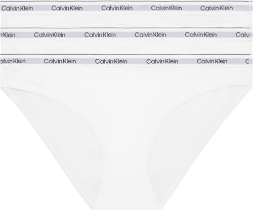 Calvin Klein Braguitas Tipo Bikini Pack de 3 Mujer Algodón elástico, Blanco (White/White/White), M