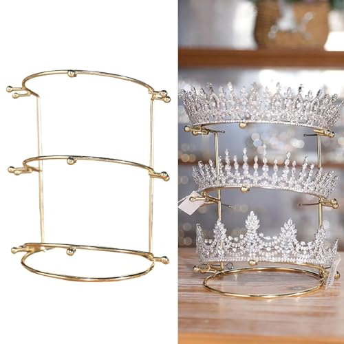 Danlai Braut Kronstirnband Tiara Support Halter Prinzessin Stronges Crown Display Rack Metallkristall Stirnbänder Organizer