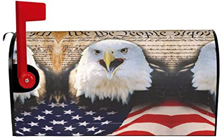 Patriotischer Weißkopfseeadler mit amerikanischer Flagge, wasserdichte und sonnenfeste Briefkasten-Schutzhülle, bequeme Installation und starke Haltbarkeit
