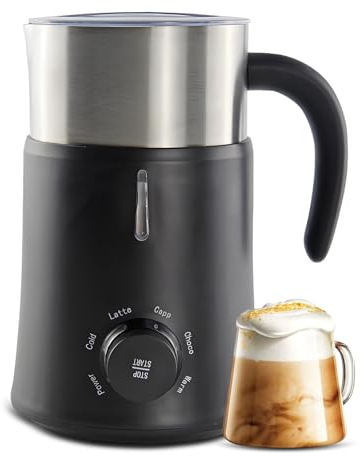 Irishom Mousseur à Lait Electrique 5 en 1, Machine Automatique à Mousse 700ml 500W, Chauffe-Lait, Mousseur à Café pour Latte/Cappuccinos/Chocolat Chaud/Macchiato