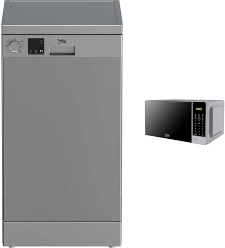 Beko DVS05024S, Lavastoviglie Slim, Argento, 44.8 x 60 x 85 cm & MOC201103S - Forno a Microonde, Digitale, 20 L, 700 W, Argento, ‎45,2 x 32,5 x 26,2 cm