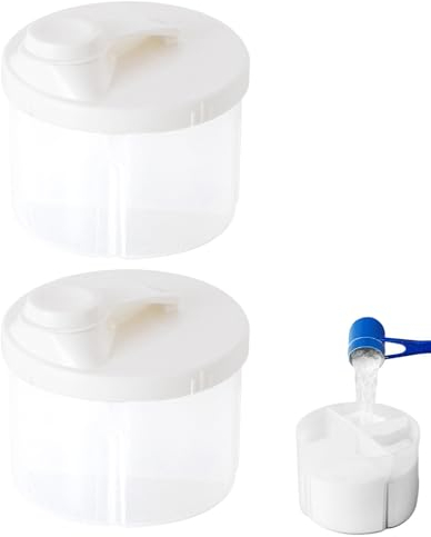 Lot de 2 distributeurs de poudre pour lait maternisé | Conteneur à 4 compartiments | Boîte de rangement pour lait en poudre | Boîte à goûter portable | Distributeur de formule rotatif anti-déversement