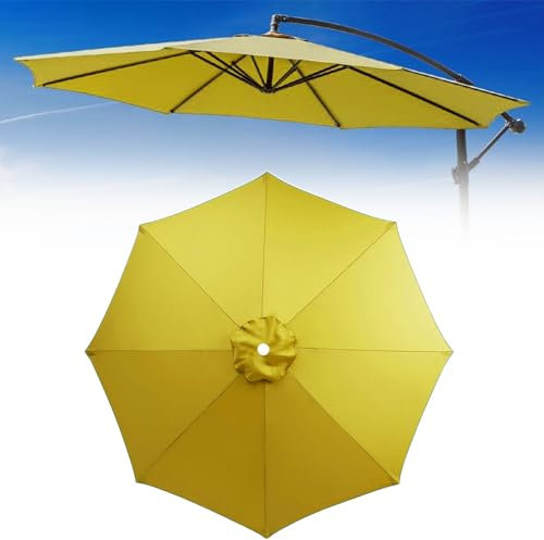 Sonnenschirm-Ersatzabdeckung, Terrassenschirm Ersatzbezug Ersatz-Regenschirmstoff, Marktschirm Ersatz Baldachin Bespannung für Tischschirme im Freien Anti-Ultraviolett-Überdachungsabdeckung(Yellow,8 r
