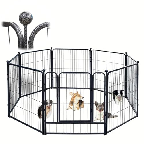 RUYICZB Welpenlaufstall 8 Gitter Je 70X80 cm Freilaufgehege Welpenauslauf Hundelaufstall Tierlaufstall Mit Tür Faltbare Freigehege Für Garten Hund Katze Welpe Kaninchen