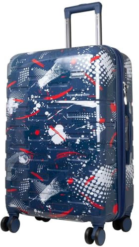 Hartschalen Koffer Trolley Cespara mit Dehnfalte mit modernem Motiv Print - Farbe Dunkelblau - Gr. L