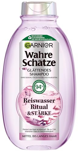 Garnier Wahre Schätze Glättendes Shampoo Reiswasser Ritual & Stärke, 250ml | Mit Reiswasser & Stärke: aufpolsternde Pflege für seidig-glattes, geschmeidiges Haar mit strahlendem Glanz – ohne Silikone