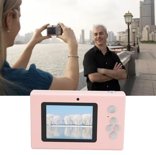 Fotocamera vintage Y2k digitale da 48 MP economica 4K HD retro con luce di riempimento zoom 8x piccola per viaggio compatta per adolescenti e bambini (PINK)