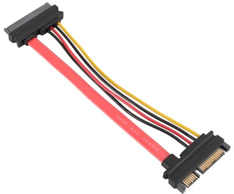 SATA22P M/SAS29P F Male to Female Extension Cable, 15pin SATA Power Extension Cable, SATA7 15pin Hard Disk Data Power Extension Cable SFF 8482 0.15m