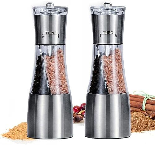 AXFSHJD Molinillo de condimentos 2 en 1, Molinillo de Pimienta Manual de Acero Inoxidable, Molinillo de Sal y Pimienta, Accesorios for Utensilios de Cocina