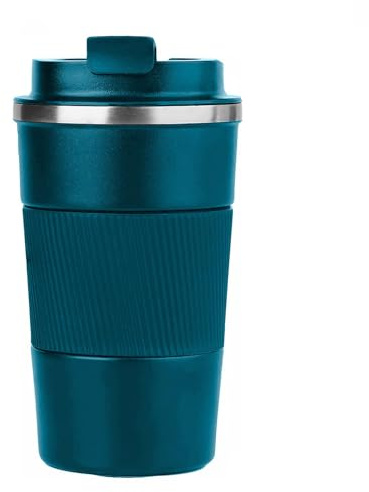 KANGSIT Taza de viaje, taza de café aislada, 380 ml | Tapa a prueba de fugas, acero inoxidable al vacío, doble pared, para bebidas frías y calientes