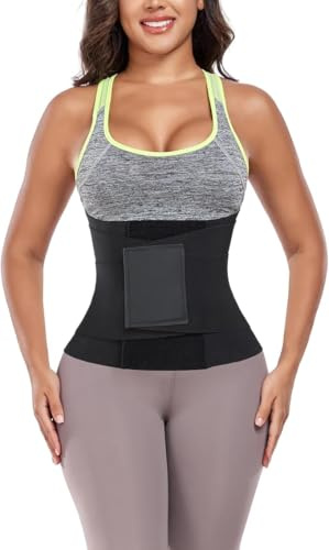 QEESMEI Waist Cincher Waist Trainer for Women Trimmer Ab Belt Tummy Control Body Shaper (Black,Medium)