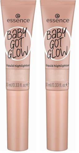 essence BABY GOT GLOW liquid highlighter, Nr. 10, Gold, definierend, Expressergebnis, Einfach zu entfernen, glänzend, vegan, ölfrei, ohne Parabene, ohne Mikroplastikpartikel, 2er Pack (10ml)
