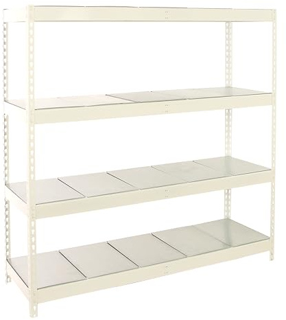 PROREGAL Schwerlastregal Metal Beast Four | HxBxT 200x180x60cm | Fachlast 600kg | Weiß Standregal Werkstattregal Lagerregal Kellerregal