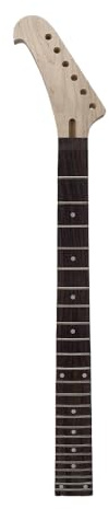 WUQIMUSC Manico per chitarra a banana per mancini di ricambio, manico in acero a 24 tasti con tastiera in palissandro, dado di bloccaggio, scala da 64,8 cm, tacco imbullonato, regolazione superiore