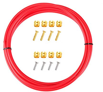 Janmobrian Bremszug Fahrrad, Fahrrad Bremszug Mountainbike Hydraulische Scheibe Bremsschlauch Öl Rohrleitung 5mm MTB Fahrradbremse HOWER Kabelsatz Kits Stecker(Red Set 2.5M)