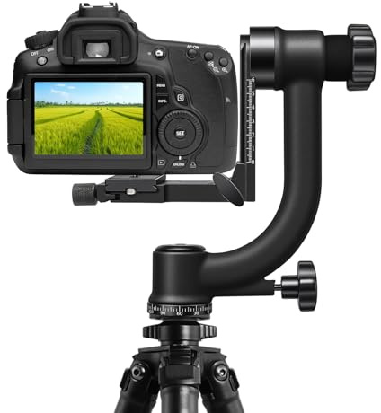 Professionell 360° panorama gimbal stativhuvud, gimbalhuvud frisvängande kulhuvud, 1/4 tum gänga, panorama-gimbalstativ huvud för teleobjektivkameror, DSLR-kameror, bildskärmar