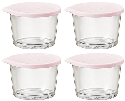 manhegari Ciotola di vetro con coperchio, contenitore alimentare in vetro ermetico, set di 4 contenitori per alimenti riutilizzabili per preparare pasti, cucina snack guardia mangiare, frigorifero
