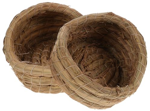 Ciieeo Nido de Gallinero Tejido de Paja para Gallinas y Mascotas Pequeñas, Cama para Dormir 2 Piezas, Fácil de Limpiar y Mantiene el Calor en Invierno