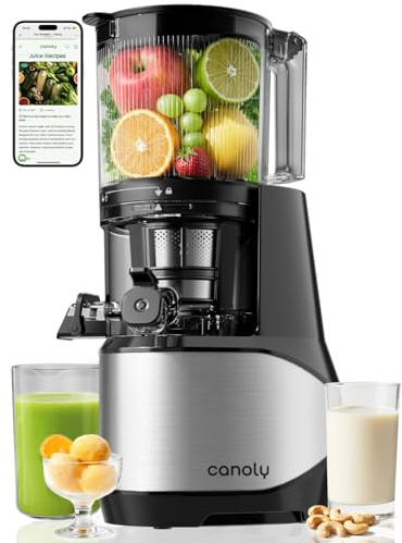 Canoly C09 Cold Press Juicer, 6 Extra Wide Feed Chute, 3-IN-1 Strainers (Juice & Sorbet & Nut Milk), Powerful AC Brushless Motor, Self Precut System, Juicer Machines with BPA-Free (Classic)
