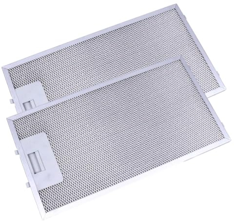 Distri+ - Lote de 2 filtros de metal antigrasa compatible con campana Bosch, De Dietrich, Neff, Siemens, Viva... ref. 11004960... Tamaño: 303 x 167 mm