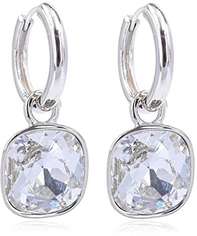 Creolen mit Charm Anhänger 925 Silber Ohrringe Marken Kristalle aus Österreich NOBEL SCHMUCK