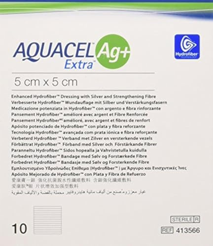 AQUACEL Ag + Extra Quadratische Wundauflagen, 5 x 5 cm