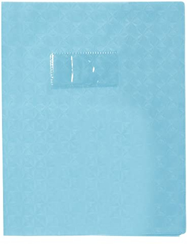 Calligraphe 72022C - Heftumschlag / Heftschoner / Hefthülle Calligraphe mit Feinkörnung Diamantmotiven, 17x22 cm, Etikettenhalter, aus PVC blickdicht und strapazierfähig, Hellblau, 1 Stück