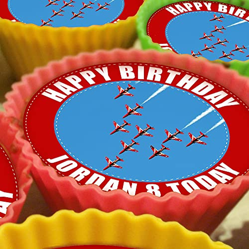Red Arrows - 20 x 5cm Personalised Edible Cupcake Toppers on Premium Icing