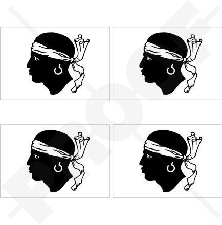 KORSIKA Korsische Flagge Frankreich CORSE 50mm Auto & Motorrad Aufkleber, x4 Vinyl Stickers