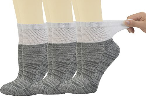 Yomandamor Ladies 6 Pairs Bamboo Diabetic Ankle Socks with Non-Binding Top And Cushion Sole,L Size