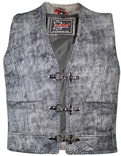 MDM Biker läderväst för män i vintage look (2XL)