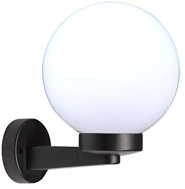 Velamp Applique da esterno con sfera bianca - Impermeabile (IP65) – Attacco lampadina grande E27 – Ideale per montaggio all’esterno