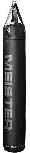 Meister 110lb Filled Muay Thai Heavy Bag - 6ft Professional Kicking & Punching Bag - Black