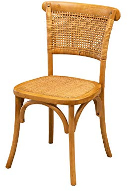Biscottini Chaise Salle à Manger en Bois et Rotin - Style Bistrot - 88x45 cm