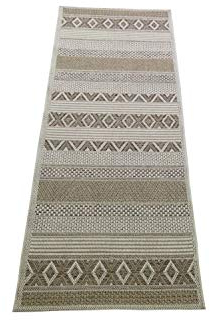 Teppich-Traum Läufer In- & Outdoor Teppich Sisal Optik Küche Flur Terrasse Balkon - Diamanten - beige braun Größe 67x180 cm