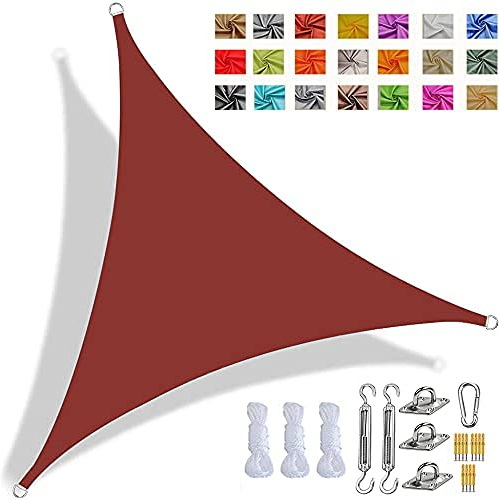 Tenda Parasole Vela Ombreggiante Triangolare, Tendalino Impermeabile Resistente Ai Raggi UV, Robusto Tessuto in Tessuto Oxford, con Kit di Fissaggio E Corda (6x6x6m,Rosso Ruggine)