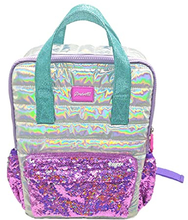 Girabrilla Nice Group Puffer Glam Sac à dos d'école pour enfant avec revêtement doux, changeant et paillettes réversibles qui changent de couleur rose - 19002