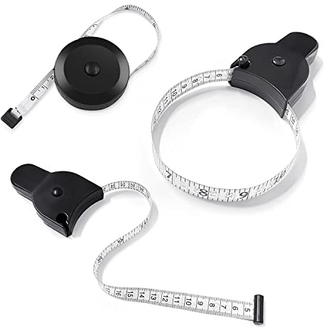 Set di 3 metri a nastro, include metro a nastro telescopico automatico con manico e metro a nastro rotondo, funzione retrattile con perno di bloccaggio e pulsante, 150 cm, colore: nero
