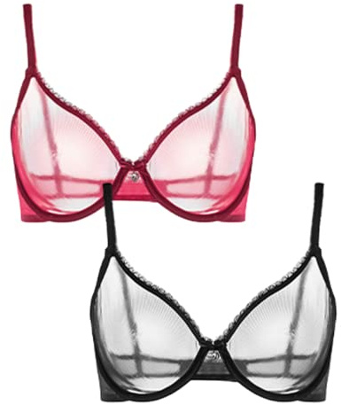 varsmiss Women Lace Sheer Bra See Through Sexy underwire Underwear for Women 2 Pack