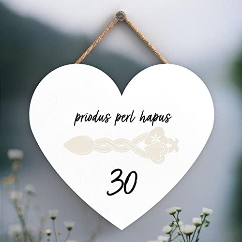 Global Designs 30Th Wedding Anniversary Welsh Love Spoon Wooden Heart Hanging Plaque