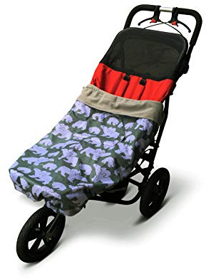 BundleBean Housse de fauteuil roulant pour enfant, 100 % imperméable, doublée en polaire, motif ours polaire, gris, pour fauteuil roulant, poche pour les mains doublée en polaire, taille